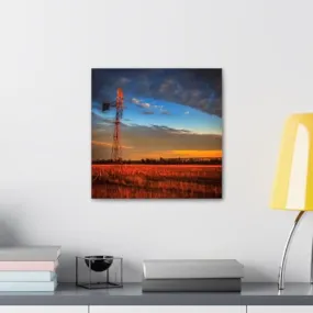 GADGETS WRAP Canvas Gallery Wrap Framed for Home Office Studio Living Room Decoration (10x10inch) - Sunset Wheat Field Photograph