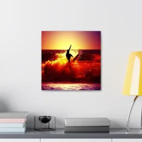 GADGETS WRAP Canvas Gallery Wrap Framed for Home Office Studio Living Room Decoration (10x10inch) - Surfing Sunrise