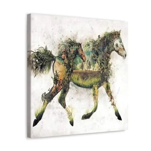 GADGETS WRAP Canvas Gallery Wrap Framed for Home Office Studio Living Room Decoration (10x10inch) - Surreal Horse