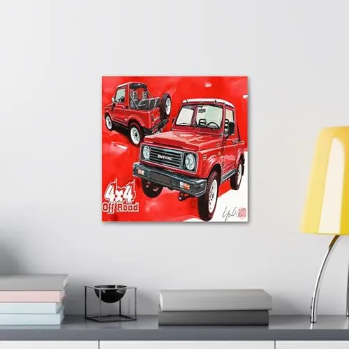 GADGETS WRAP Canvas Gallery Wrap Framed for Home Office Studio Living Room Decoration (10x10inch) - Suzuki Samurai