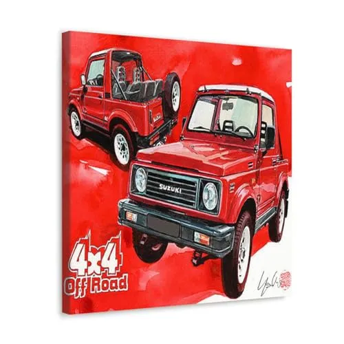 GADGETS WRAP Canvas Gallery Wrap Framed for Home Office Studio Living Room Decoration (10x10inch) - Suzuki Samurai