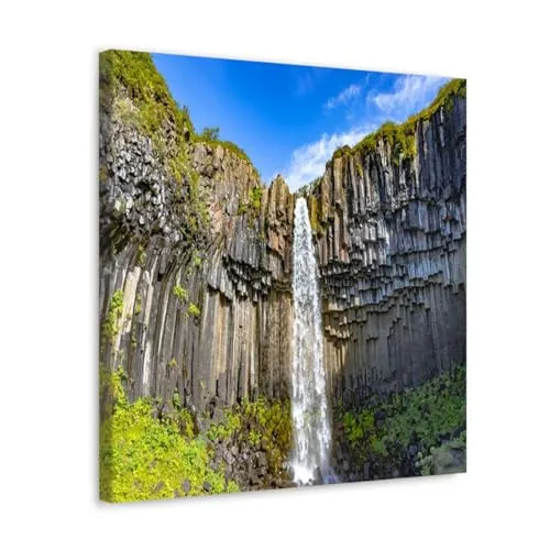 GADGETS WRAP Canvas Gallery Wrap Framed for Home Office Studio Living Room Decoration (10x10inch) - Svartifoss Waterfall Photograph Iceland, Peru