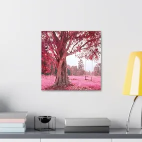 GADGETS WRAP Canvas Gallery Wrap Framed for Home Office Studio Living Room Decoration (10x10inch) - Swing On Pink Tree