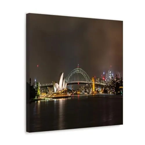 GADGETS WRAP Canvas Gallery Wrap Framed for Home Office Studio Living Room Decoration (10x10inch) - Sydney City Night