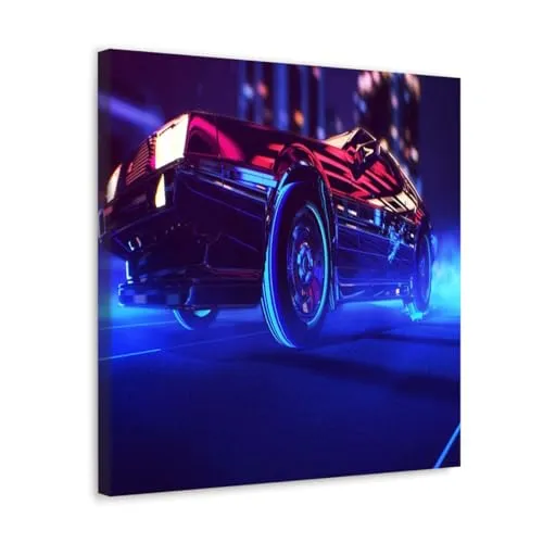 GADGETS WRAP Canvas Gallery Wrap Framed for Home Office Studio Living Room Decoration (10x10inch) - Synth Wave