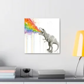 GADGETS WRAP Canvas Gallery Wrap Framed for Home Office Studio Living Room Decoration (10x10inch) - T Rex Tastes The Rainbow