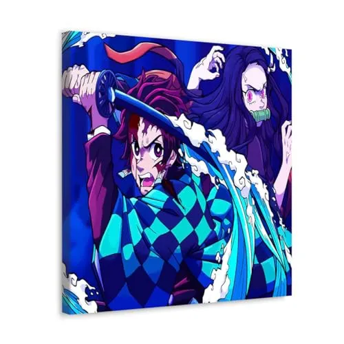 GADGETS WRAP Canvas Gallery Wrap Framed for Home Office Studio Living Room Decoration (10x10inch) - Tanjiro Nezuko