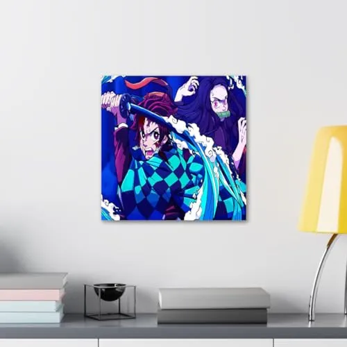 GADGETS WRAP Canvas Gallery Wrap Framed for Home Office Studio Living Room Decoration (10x10inch) - Tanjiro Nezuko