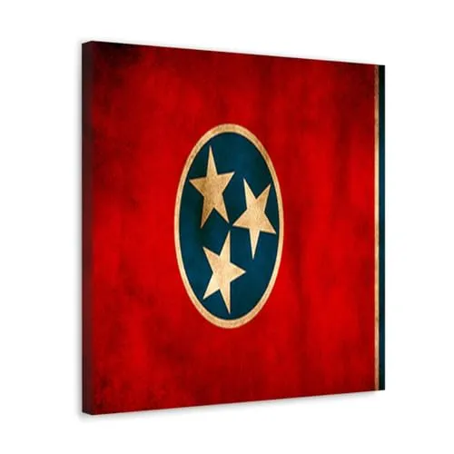 GADGETS WRAP Canvas Gallery Wrap Framed for Home Office Studio Living Room Decoration (10x10inch) - Tennessee Flag Grunge