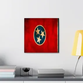 GADGETS WRAP Canvas Gallery Wrap Framed for Home Office Studio Living Room Decoration (10x10inch) - Tennessee Flag Grunge