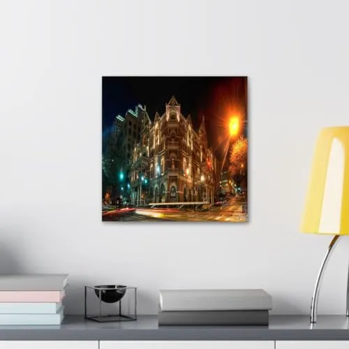 GADGETS WRAP Canvas Gallery Wrap Framed for Home Office Studio Living Room Decoration (10x10inch) - The Driskill Hotel At Night