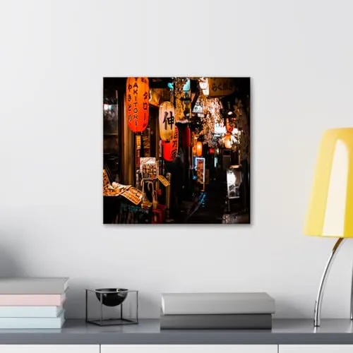 GADGETS WRAP Canvas Gallery Wrap Framed for Home Office Studio Living Room Decoration (10x10inch) - The Famous Alley In Tokyo