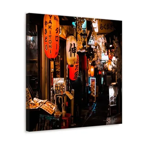 GADGETS WRAP Canvas Gallery Wrap Framed for Home Office Studio Living Room Decoration (10x10inch) - The Famous Alley In Tokyo