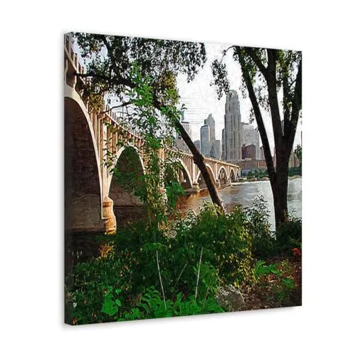 GADGETS WRAP Canvas Gallery Wrap Framed for Home Office Studio Living Room Decoration (10x10inch) - Third Avenue Bridge