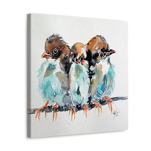 GADGETS WRAP Canvas Gallery Wrap Framed for Home Office Studio Living Room Decoration (10x10inch) - Three Birds