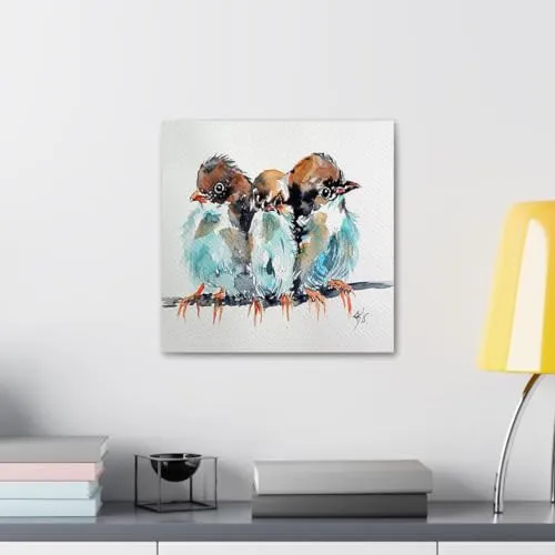 GADGETS WRAP Canvas Gallery Wrap Framed for Home Office Studio Living Room Decoration (10x10inch) - Three Birds