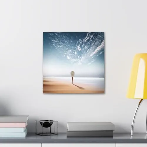 GADGETS WRAP Canvas Gallery Wrap Framed for Home Office Studio Living Room Decoration (10x10inch) - Tiptoe Along Coastline