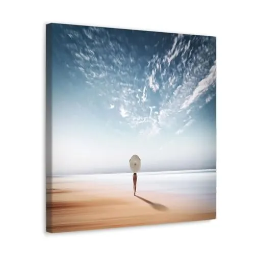 GADGETS WRAP Canvas Gallery Wrap Framed for Home Office Studio Living Room Decoration (10x10inch) - Tiptoe Along Coastline