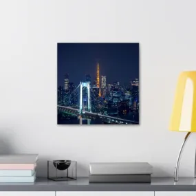 GADGETS WRAP Canvas Gallery Wrap Framed for Home Office Studio Living Room Decoration (10x10inch) - Tokyo Cityscape Night