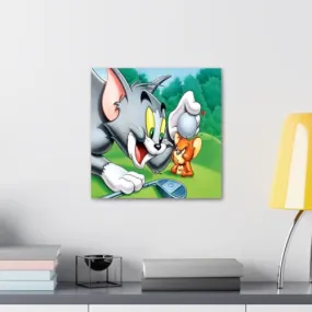 GADGETS WRAP Canvas Gallery Wrap Framed for Home Office Studio Living Room Decoration (10x10inch) - Tom And Jerry