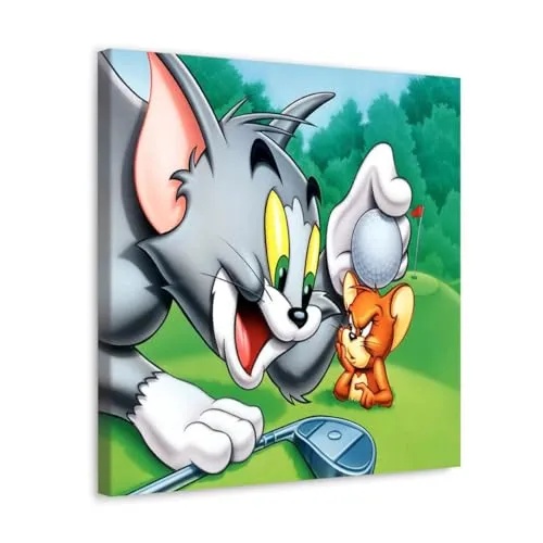 GADGETS WRAP Canvas Gallery Wrap Framed for Home Office Studio Living Room Decoration (10x10inch) - Tom And Jerry