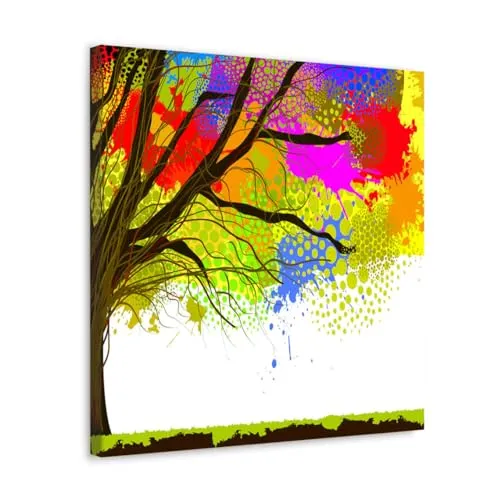 GADGETS WRAP Canvas Gallery Wrap Framed for Home Office Studio Living Room Decoration (10x10inch) - Tree Digital Art