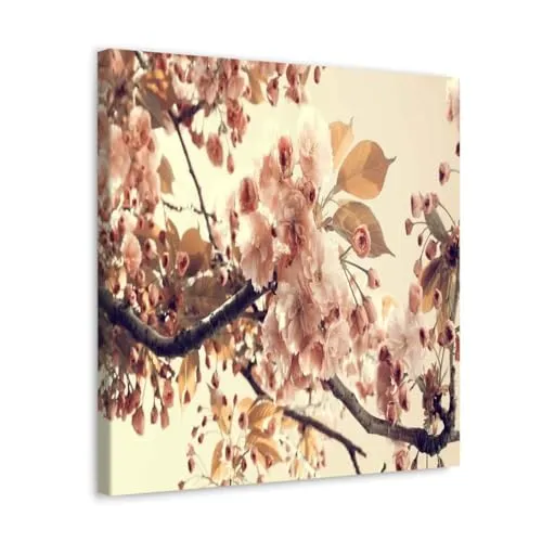 GADGETS WRAP Canvas Gallery Wrap Framed for Home Office Studio Living Room Decoration (10x10inch) - Tree Flowers Sepia