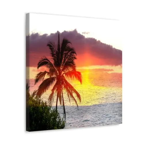 GADGETS WRAP Canvas Gallery Wrap Framed for Home Office Studio Living Room Decoration (10x10inch) - Tree Near Sea (2)