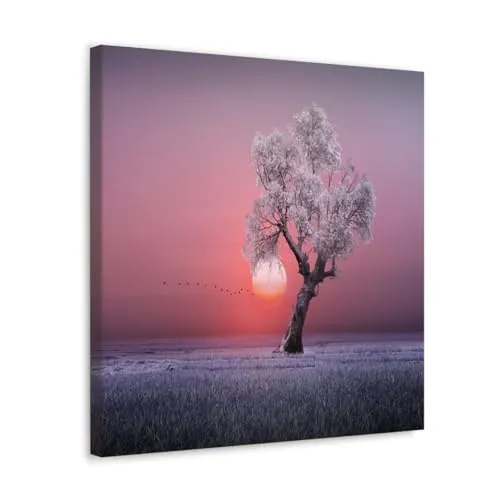 GADGETS WRAP Canvas Gallery Wrap Framed for Home Office Studio Living Room Decoration (10x10inch) - Tree On A Grass