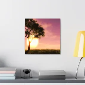 GADGETS WRAP Canvas Gallery Wrap Framed for Home Office Studio Living Room Decoration (10x10inch) - Tree On Grass Field