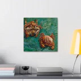 GADGETS WRAP Canvas Gallery Wrap Framed for Home Office Studio Living Room Decoration (10x10inch) - Two Crabs