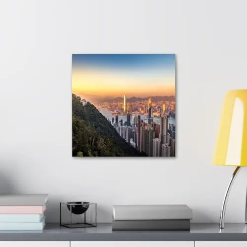 GADGETS WRAP Canvas Gallery Wrap Framed for Home Office Studio Living Room Decoration (10x10inch) - Victoria Peak Hill