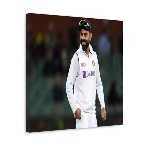 GADGETS WRAP Canvas Gallery Wrap Framed for Home Office Studio Living Room Decoration (10x10inch) - Virat Kohli Smiling In Test Match