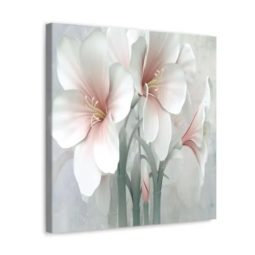 GADGETS WRAP Canvas Gallery Wrap Framed for Home Office Studio Living Room Decoration (10x10inch) - White 3D Flowers