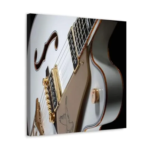 GADGETS WRAP Canvas Gallery Wrap Framed for Home Office Studio Living Room Decoration (10x10inch) - White Guitar