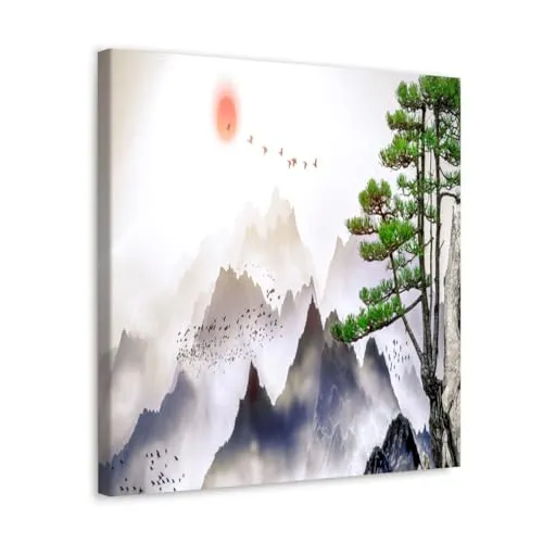 GADGETS WRAP Canvas Gallery Wrap Framed for Home Office Studio Living Room Decoration (10x10inch) - White Mountain