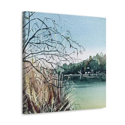 GADGETS WRAP Canvas Gallery Wrap Framed for Home Office Studio Living Room Decoration (10x10inch) - Winter Lake Print