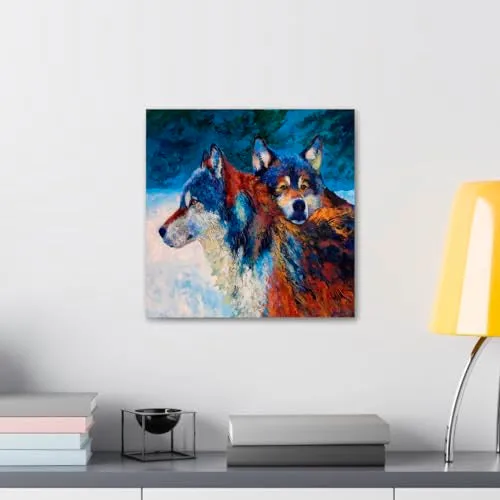 GADGETS WRAP Canvas Gallery Wrap Framed for Home Office Studio Living Room Decoration (10x10inch) - Wolves