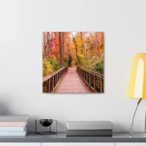 GADGETS WRAP Canvas Gallery Wrap Framed for Home Office Studio Living Room Decoration (10x10inch) - Wooden Pathway Autumn Forest