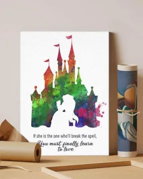 GADGETS WRAP Canvas Gallery Wrap Framed for Home Office Studio Living Room Decoration (11x14inch) - Disney Castle And Beauty And The Beast