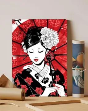 GADGETS WRAP Canvas Gallery Wrap Framed for Home Office Studio Living Room Decoration (11x14inch) - Geisha (2)