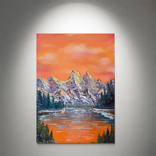 GADGETS WRAP Canvas Gallery Wrap Framed for Home Office Studio Living Room Decoration (11x14inch) - Mountain Sunset