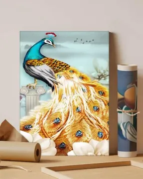 GADGETS WRAP Canvas Gallery Wrap Framed for Home Office Studio Living Room Decoration (11x14inch) - Peacock Abstract Design