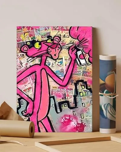 GADGETS WRAP Canvas Gallery Wrap Framed for Home Office Studio Living Room Decoration (11x14inch) - Pink Panther 2