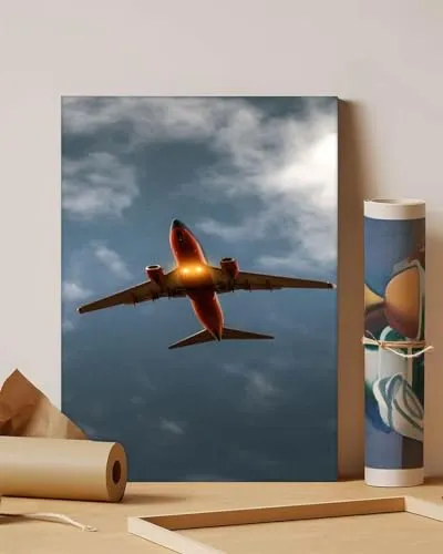 GADGETS WRAP Canvas Gallery Wrap Framed for Home Office Studio Living Room Decoration (11x14inch) - Plane From Low Angle