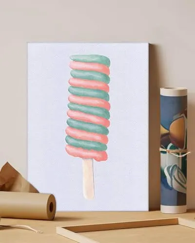 GADGETS WRAP Canvas Gallery Wrap Framed for Home Office Studio Living Room Decoration (11x14inch) - Summer Lovin' Ice Cream Iv