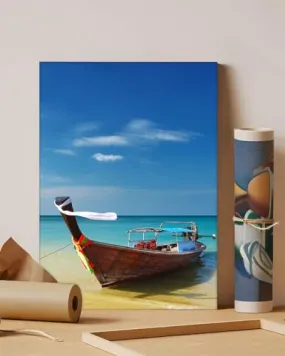 GADGETS WRAP Canvas Gallery Wrap Framed for Home Office Studio Living Room Decoration (11x14inch) - Thailand Beach Shore Boat