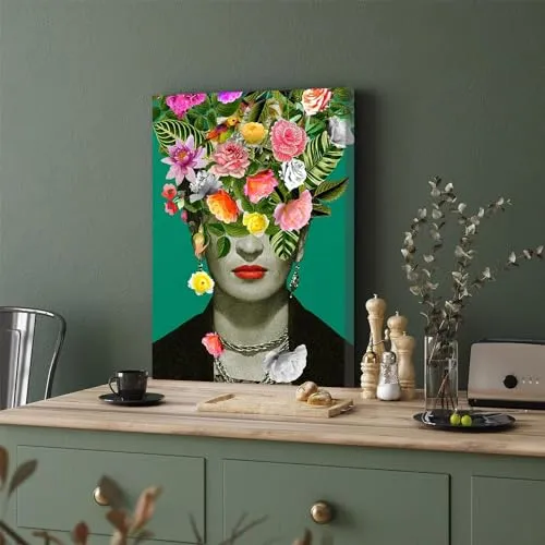 GADGETS WRAP Canvas Gallery Wrap Framed for Home Office Studio Living Room Decoration (11x17inch) - Floral Frida