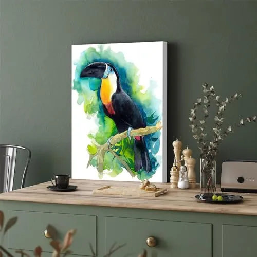 GADGETS WRAP Canvas Gallery Wrap Framed for Home Office Studio Living Room Decoration (11x17inch) - Toucan Bird Painting