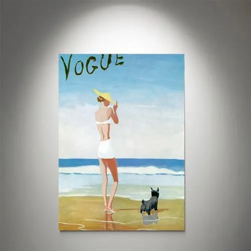 GADGETS WRAP Canvas Gallery Wrap Framed for Home Office Studio Living Room Decoration (11x17inch) - Vogue Magazine Cover Featuring A Woman On A Beach